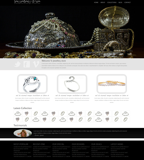 黑色背景复古奢华类珠宝定制网站模板