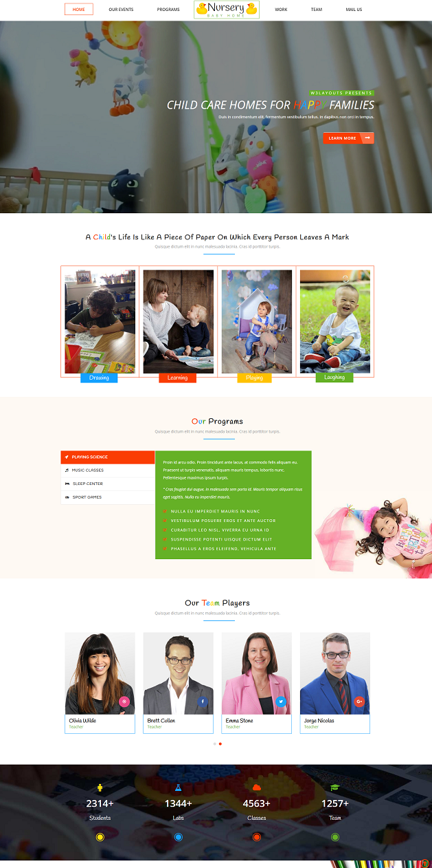 育儿托管幼儿园类加盟企业网站模板