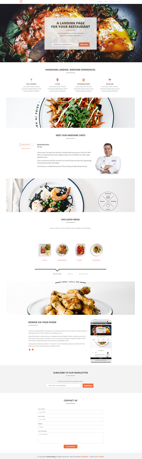 响应式西式餐厅食谱类网站模板