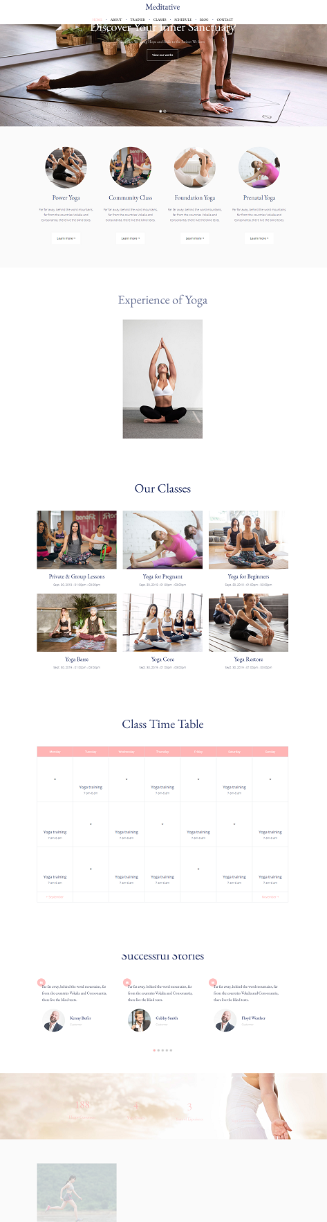 简洁宽屏线上瑜伽培训班类网站模板