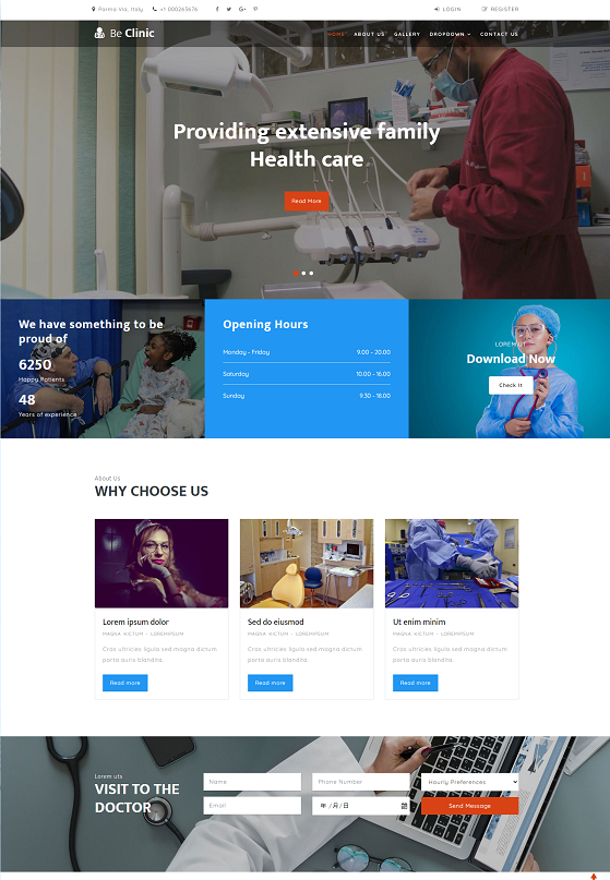 蓝色高端医疗设备生产企业网站模板