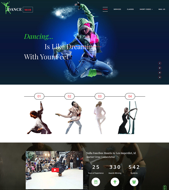 酷炫蓝色街舞培训学院网站模板