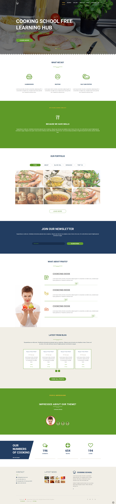 绿色宽屏响应式蔬菜沙拉食物网站模板