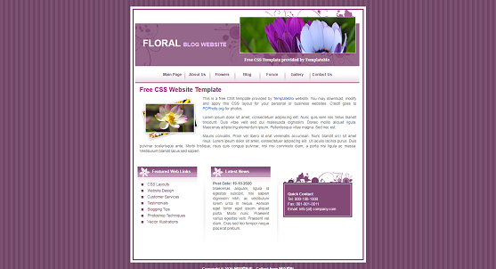 紫色单页面花卉布局网页模板