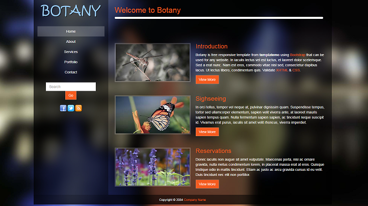 酷炫大气背景植物类文学网站模板
