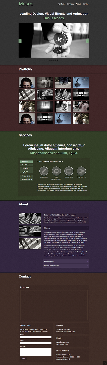 HTML响应式黑色视觉设计类网站模板