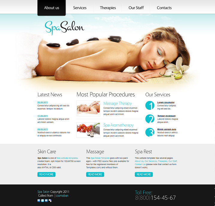大图spa皮肤护理美容网站模板
