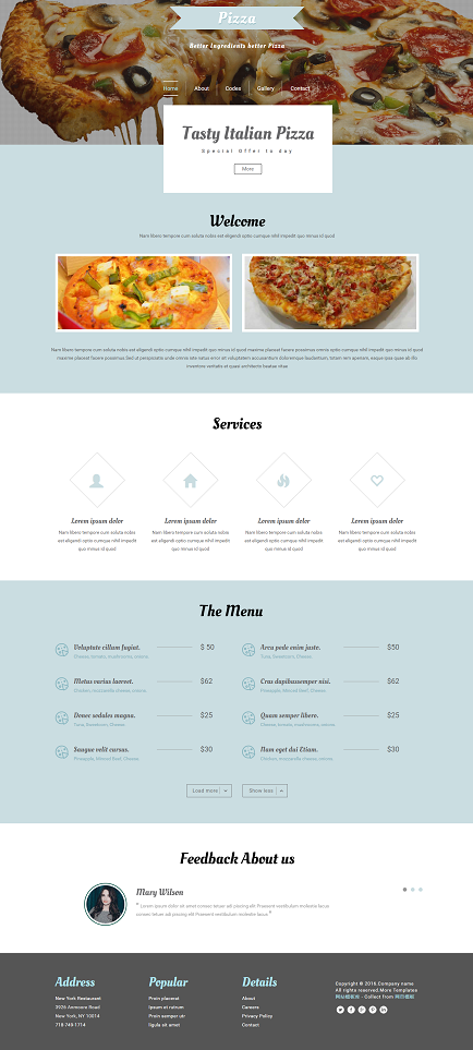美食美味披萨在线点餐平台网站模板