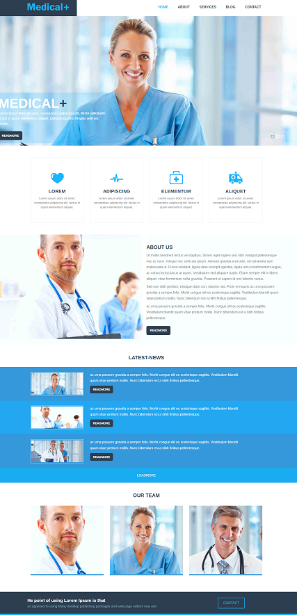 蓝色企业微型整容医疗机构科技网站模板