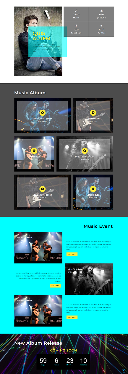 响应式大图摇滚乐队演唱会演出门票宣传网站