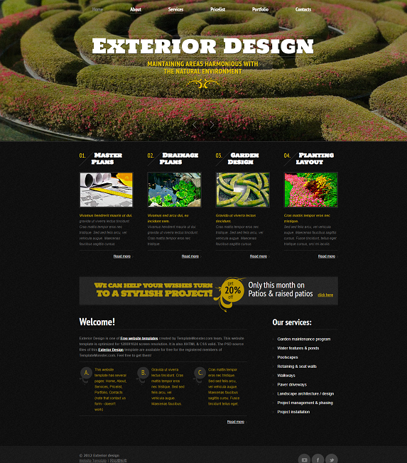 大气黑色全屏绿植园林设计企业网站模板