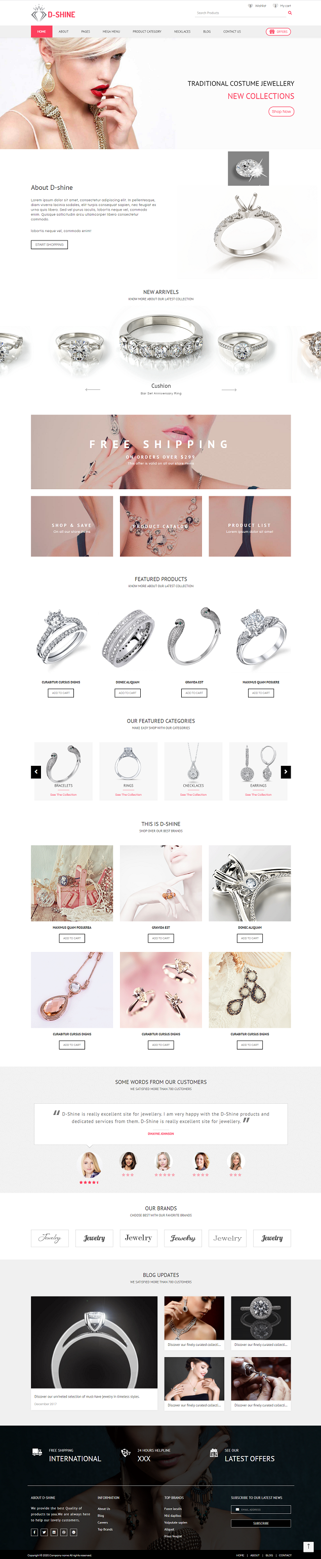 白色高端精品钻石珠宝饰品在线商城网站模板