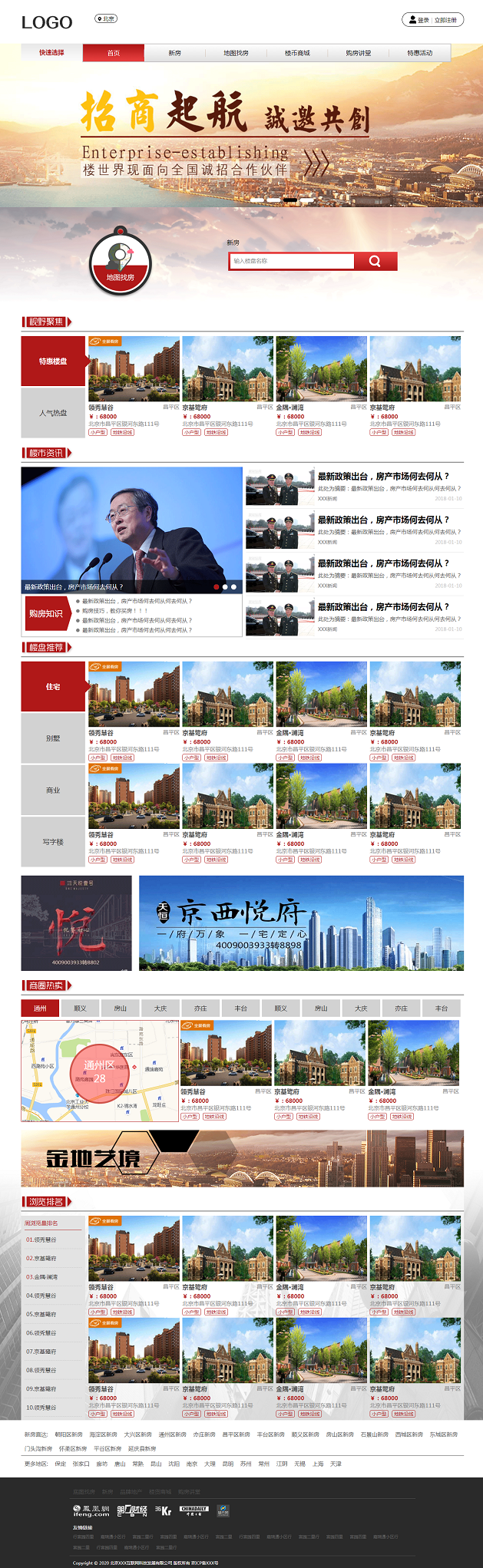 简单红色主题宽屏楼盘销售资讯网站模板,第2张 简单红色主题宽屏楼盘销售资讯网站模板,第2张